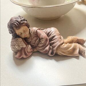 Peaceful Resting Child Sculpture - Brown and Tan
